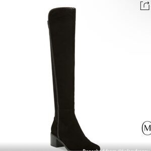 AquaDiva | Black Genuine Suede Leather Waterproof Over the Knee Boots Women 7.5